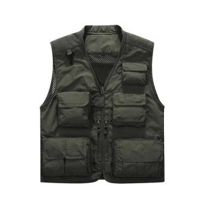 Flygo Men’s Casual Vest Outdoor Safari Jacket